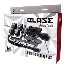 Blaze Ultimate Bondage Set zestaw kajdanki x2 + maska pejcz bicz piórko obroża ze smyczą knebel klamerki na sutki + Dream Toys