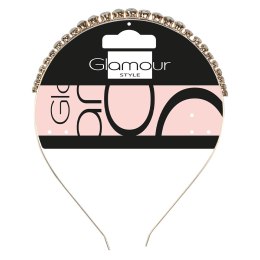 Metalowa opaska do włosów z okrągłymi kryształkami Złota Glamour