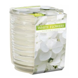 Świeca zapachowa w karbowanym szkle Białe Kwiaty BISPOL