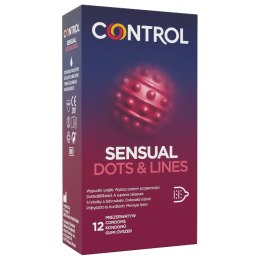 Sensual Dots & Lines prezerwatywy prążkowane z wypustkami 12szt. Control