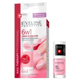 6w1 Care&Colour odżywka do paznokci nadająca kolor Rose 5ml Eveline Cosmetics