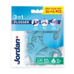 Flosser 3in1 wykałaczki z nicią i czyścikiem do języka 50szt. Jordan