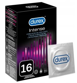 Durex prezerwatywy Intense 16 szt z wypustkami prążkami żel stymulujący Durex